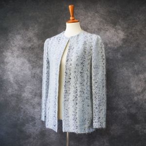 Vintage 70s Dalton Blue Knit Sweater Jacket Size 10